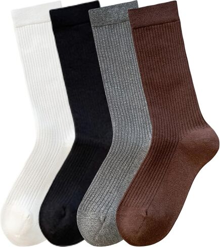 Women's Ribbed Slouch Socks Cotton Blend Crew Sock Styling Shoe Size 5-9 in Kuwait