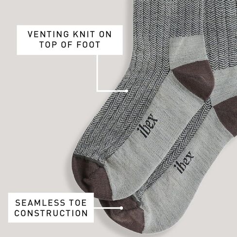 IBEX Merino Wool Nomad Herringbone Unisex Hiking Socks | Crew Socks with Seamless Toe & Arch Support in Saudi Arabia