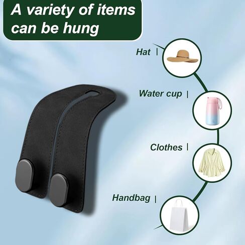 2 حزمة من الخطافات الجلدية الخلفية للمقعد - خطافات مزدوجة شديدة التحمل للمحافظ وحقائب البقالة والمظلات والقناع، وإكسسوارات تنظيم السيارات (2) in Kuwait