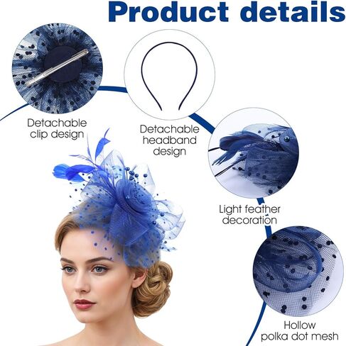6 PCS Women's Fascinators - Elegant Vintage Style Fascinators Hats for Women Tea Party with Feathers, Mesh and Flowers in 6 Colors for Derby, Weddings, Cocktail Events Multicolor in Saudi Arabia