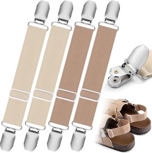 2 Pairs Elastic Shoe Straps Adjustable Anti-Loose Shoe for Mules Clogs Footbed Cork Platform Slipper Suede Leather Mules Shoes Potato Boot Sandals Cotton Slippers in Saudi Arabia