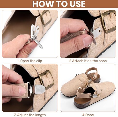 2 Pairs Elastic Shoe Straps Adjustable Anti-Loose Shoe for Mules Clogs Footbed Cork Platform Slipper Suede Leather Mules Shoes Potato Boot Sandals Cotton Slippers in Saudi Arabia