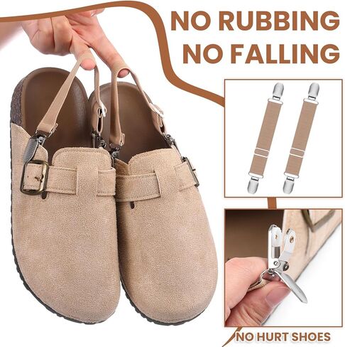 2 Pairs Elastic Shoe Straps Adjustable Anti-Loose Shoe for Mules Clogs Footbed Cork Platform Slipper Suede Leather Mules Shoes Potato Boot Sandals Cotton Slippers in Saudi Arabia