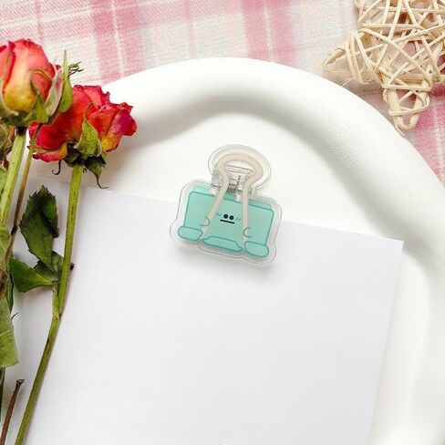 Cute Binder Clips, Large Paper Clips Office Supplies Paper Clamps with Cute Expression Face,for Office,Teacher Gifts and Kitchen(4Pcs-Blue) in Saudi Arabia