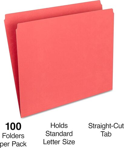 Staples File Folder, Letter Size, Straight‑Cut Tab, Red, Durable Paper Stock, 200/Carton in Saudi Arabia