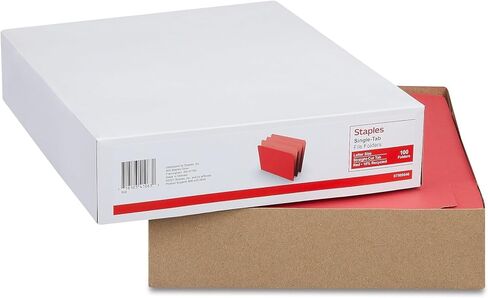 Staples File Folder, Letter Size, Straight‑Cut Tab, Red, Durable Paper Stock, 200/Carton in Saudi Arabia