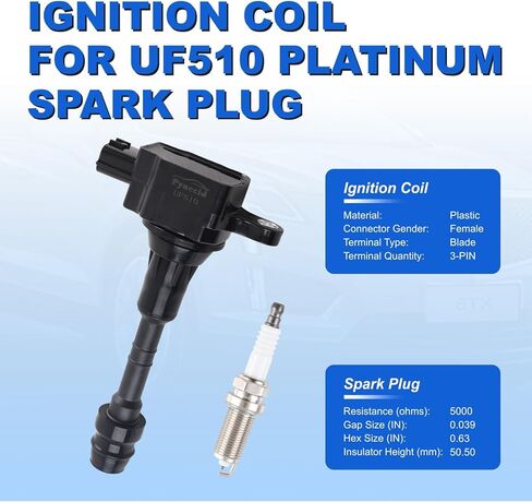 8-Pack UF510 High-Performance Ignition Coil & Iridium Spark Plug Set - Complete Tune-Up Kit for 2004-2006 INFINITI QX56 & Nissan Titan Armada Pathfinder with 5.6L V8 Engine - Replaces GN10243, 5C1482 in Kuwait