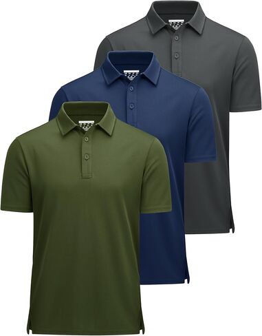 MAGCOMSEN 3 Pack Mens Polo Shirts Short Sleeve Athletic Performance Collared Shirt Moisture Wicking Casual Golf Polos in Saudi Arabia