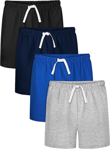 ريسينتا 4 قطع من السراويل القطنية للأطفال الصغار، سراويل قصيرة كاجوال للأولاد، سراويل قصيرة ناعمة للأطفال الصغار للصيف in Kuwait