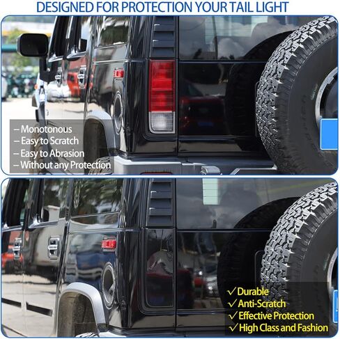 Car Taillight Cover Fit for Hummer H2 2003-2009, Smoked Tail Light Shell Trim Cover, Rear Tail Lamp Decorative Protection Trim, 2PCS, Transparent Gray (Tail Light) in Saudi Arabia