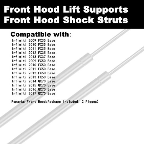 Front Hood Lift Supports Compatible with FX35 FX50 2009 2010 2011 2012 2013 09 10 11 12 13 FX37 2013 13 QX70 2014 2015 2016 2017 14 15 16 17 2-PC Replace 654701CA0A in Saudi Arabia