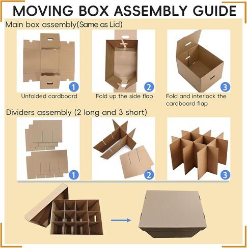 4 عبوات من صناديق نقل زجاج النبيذ من Unarty مع مقبض، وصناديق متحركة للمطبخ مع فواصل وغطاء للأواني الزجاجية للأطباق مقاس 15 × 12 × 10 بوصة in Kuwait