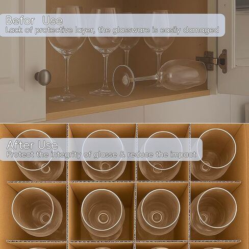 4 عبوات من صناديق نقل زجاج النبيذ من Unarty مع مقبض، وصناديق متحركة للمطبخ مع فواصل وغطاء للأواني الزجاجية للأطباق مقاس 15 × 12 × 10 بوصة in Kuwait