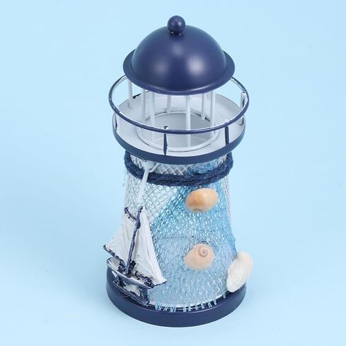 VOSAREA 2pcs Beach Tealight Candle Holder Sailing Boat Figurine Metal Lighthouse Ornament Lighthouse Tower Figurine Ocean Decor Home Decoration Creative Candle Holder Seaside Mini Antique in Saudi Arabia