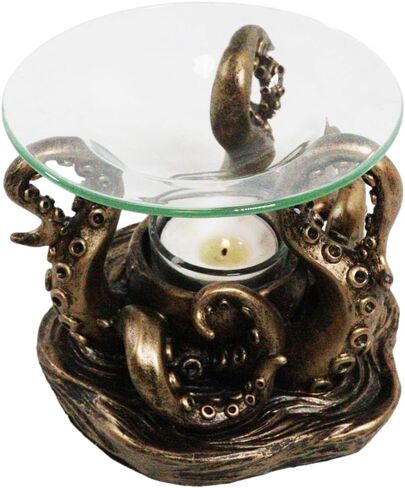 Ebros Nautical Ocean Marine Gigantic Kraken Octopus Rising Out of The Waters Oil Warmer Or Wax Tart Burner Aroma Scent Diffuser Tea Light Candle Holder Statue Sea Octopuses Cthulhu Decorative Accent in Saudi Arabia