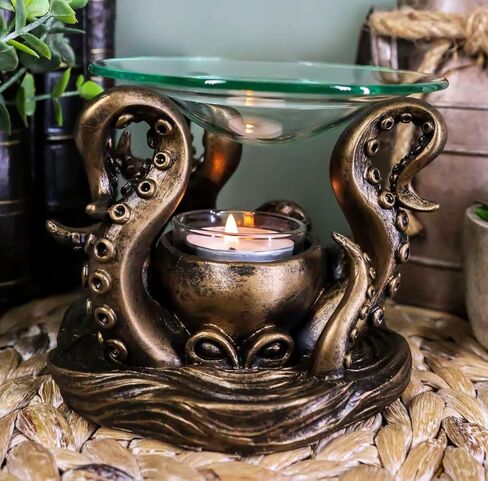 Ebros Nautical Ocean Marine Gigantic Kraken Octopus Rising Out of The Waters Oil Warmer Or Wax Tart Burner Aroma Scent Diffuser Tea Light Candle Holder Statue Sea Octopuses Cthulhu Decorative Accent in Saudi Arabia