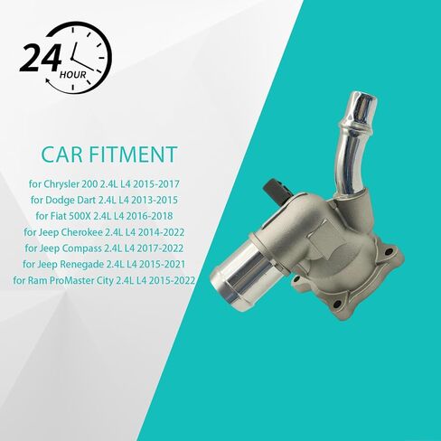 5047263AB مجموعة مبيت منظم حرارة مبرد المحرك لكرايسلر 200 2.4L L4 2015-2017 لسيارة جيب كومباس شيروكي رينيجيد فضي محرك السيارة تبريد 5047861AA 1 قطعة in Kuwait
