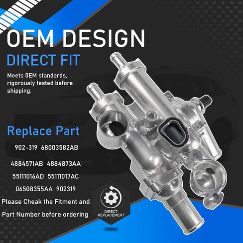 Upgraded Aluminium Engine Coolant Thermostat Housing Compatible with 2007-2020 Chrysler 200 Sebring Dodge Avenger Caliber Journey Jeep Compass Patriot 1.8L 2.0L 2.4L Replaces 902-319 in Saudi Arabia