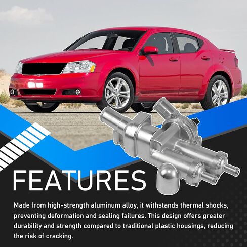 Upgraded Aluminium Engine Coolant Thermostat Housing Compatible with 2007-2020 Chrysler 200 Sebring Dodge Avenger Caliber Journey Jeep Compass Patriot 1.8L 2.0L 2.4L Replaces 902-319 in Saudi Arabia