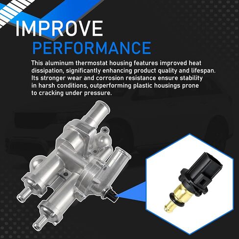 Upgraded Aluminium Engine Coolant Thermostat Housing Compatible with 2007-2020 Chrysler 200 Sebring Dodge Avenger Caliber Journey Jeep Compass Patriot 1.8L 2.0L 2.4L Replaces 902-319 in Saudi Arabia