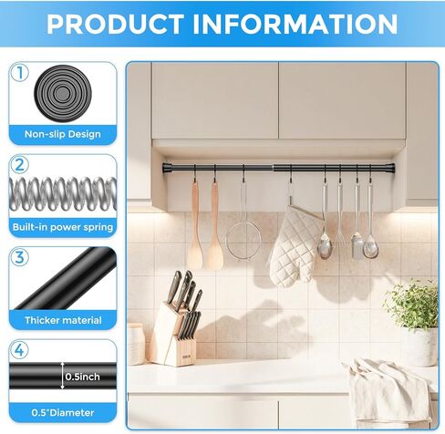 6 حزمة قضيب توتر صغير 18 إلى 28 بوصة قضيب ستارة توتر أسود قابل للتعديل قضبان ستائر زنبركية بدون حفر قضبان ستائر قصيرة ذات ضغط قابل للتوسيع للنوافذ والخزائن والمدخل والمطبخ in Kuwait