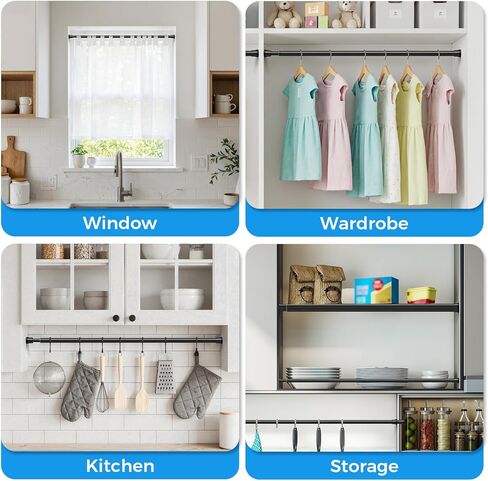 6 حزمة قضيب توتر صغير 18 إلى 28 بوصة قضيب ستارة توتر أسود قابل للتعديل قضبان ستائر زنبركية بدون حفر قضبان ستائر قصيرة ذات ضغط قابل للتوسيع للنوافذ والخزائن والمدخل والمطبخ in Kuwait