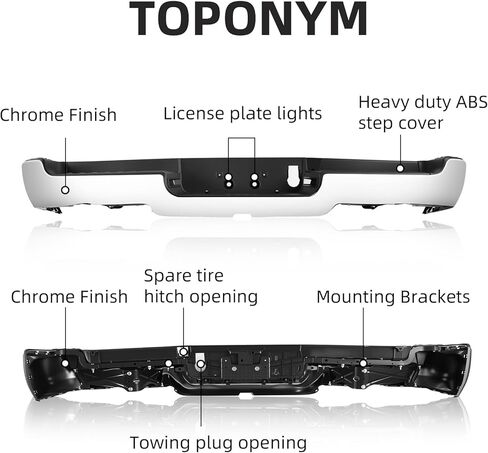 Rear Steel Step Bumper Chrome Heavy-Duty Bumper Cover Compatible with 2019-2024 Dodge Ram 1500 Dual Exhaust W/Sensor CH1103146 Chrome in Saudi Arabia