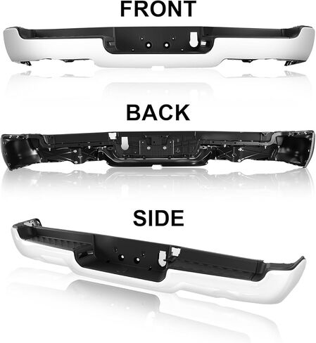 Rear Steel Step Bumper Chrome Heavy-Duty Bumper Cover Compatible with 2019-2024 Dodge Ram 1500 Dual Exhaust W/Sensor CH1103146 Chrome in Saudi Arabia