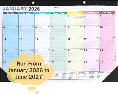 Desk Calendar 2026, Wall Calendars 2026-2027, 18 Month Calendar Runs from Jan 2026 - Jun 2027, 17" x 12" Large Flower Wall Calendars Desktop Monthly Planner for Home Office Teacher School Supplies in Saudi Arabia