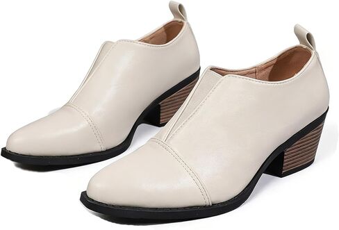 Women's Chunky Low Heel Ankle Booties Fashion V Cut Stacked Low Heeled Booties Comfortable Slip on Pointed Toe Casual Dress Pumps in Saudi Arabia