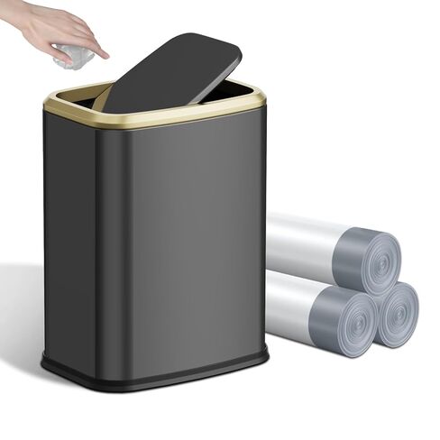 8L/2.1 Gal Small Bathroom Trash Can with Lid, Swing-Top Rectangular Waste Bin, Stainless Steel Garbage Can for Home, Office, Toilet, Bedroom, Living Room (Silver) in Saudi Arabia