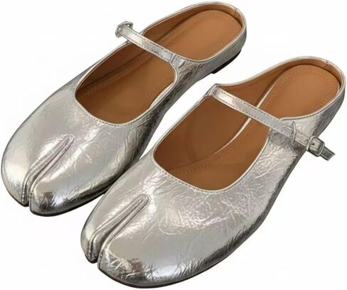 Women's Vintage Tabi Mules Mary Jane Flats Split Toe Backless Loafers Slip-On Slides Round Toe Comfortable Lightweight Casual Leather Shoes in Saudi Arabia