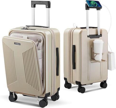 Carry on Luggage Top opening Suitcases, Expandable with Cup Holder and USB Charging Port,Lightweight with Front Pocket Rolling Suitcases with Spinner Wheels in Saudi Arabia