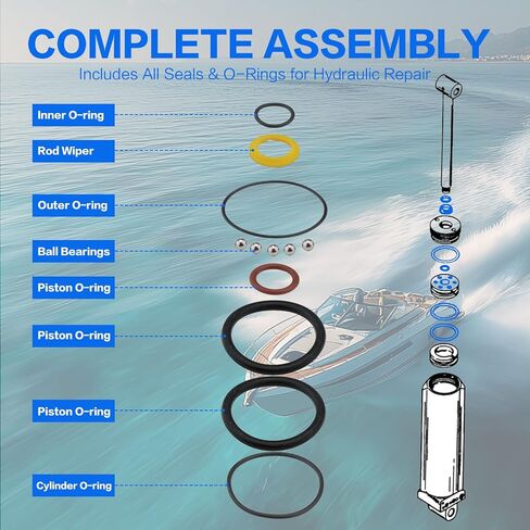Trim Tilt Cylinder Rebuild Seal Kit for Mercury Mariner Force 40-120HP (1988-2006) - Direct Replacement for 813432A3 - Includes All Seals & O-Rings for Hydraulic Repair in Kuwait