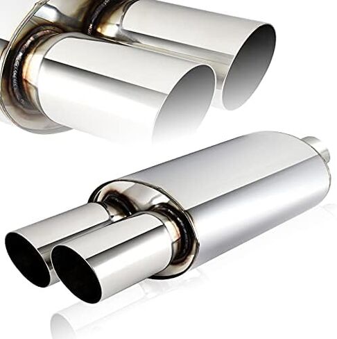 Universal 3" Inlet 3" Outlet Dual Exhaust Tip Muffler Stainless Steel Universal 20.5" Length, Dual Slant Tip, Weld On, Exhaust Resonator Muffler in Saudi Arabia
