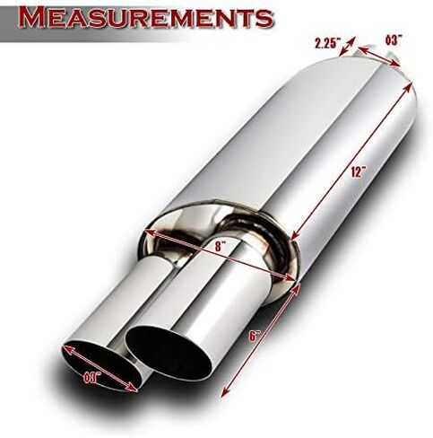 Universal 3" Inlet 3" Outlet Dual Exhaust Tip Muffler Stainless Steel Universal 20.5" Length, Dual Slant Tip, Weld On, Exhaust Resonator Muffler in Saudi Arabia