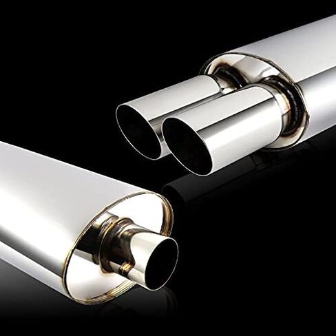 Universal 3" Inlet 3" Outlet Dual Exhaust Tip Muffler Stainless Steel Universal 20.5" Length, Dual Slant Tip, Weld On, Exhaust Resonator Muffler in Saudi Arabia