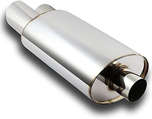 Universal 3" Inlet 3" Outlet Dual Exhaust Tip Muffler Stainless Steel Universal 20.5" Length, Dual Slant Tip, Weld On, Exhaust Resonator Muffler in Saudi Arabia