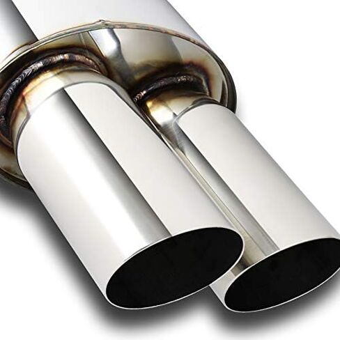 Universal 3" Inlet 3" Outlet Dual Exhaust Tip Muffler Stainless Steel Universal 20.5" Length, Dual Slant Tip, Weld On, Exhaust Resonator Muffler in Saudi Arabia