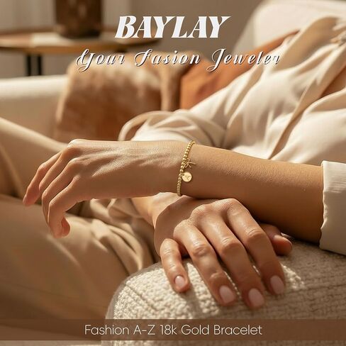 BAYLAY Gold Beaded Bracelets for Women-Initial Bracelet Gold Bracelets for Women Copper Beaded Bracelet for Womens Waterproof Jewelry Non Tarnish Jewelry Pulseras para Mujer Gifts for Girlfriend Mom in Saudi Arabia