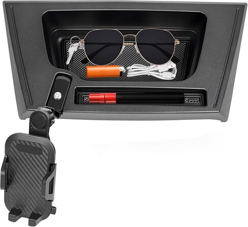 حامل هاتف مطور متوافق مع Jeep Wrangler JK JKU 2011-2018 | حامل هاتف يدور 360 درجة | حامل متعدد مضاد للاهتزاز + صينية تخزين لملحقات رانجلر - أسود in Kuwait