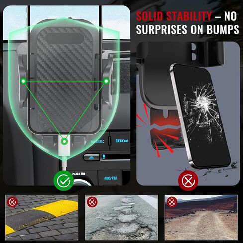 حامل هاتف مطور متوافق مع Jeep Wrangler JK JKU 2011-2018 | حامل هاتف يدور 360 درجة | حامل متعدد مضاد للاهتزاز + صينية تخزين لملحقات رانجلر - أسود in Kuwait