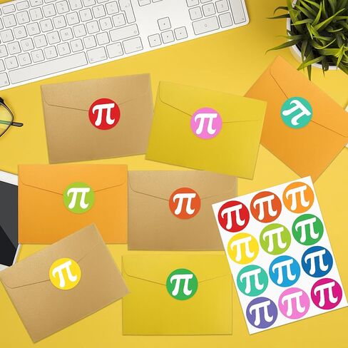 360 PCS Round Happy Pi Day Stickers, Colored PI Day Stickers Adorable Pi Symbol Sticker for Teacher Student Envelope Seals Gift Card DIY Crafts PI Day Math Party Favors Decorations in Saudi Arabia