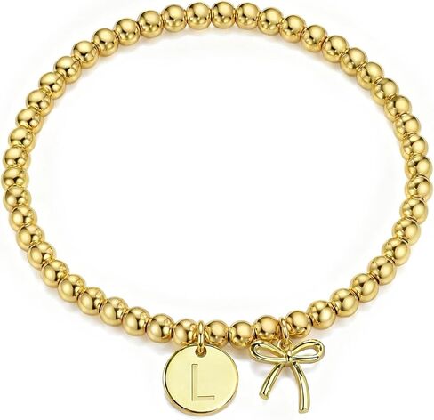 BAYLAY Gold Beaded Bracelets for Women-Initial Bracelet Gold Bracelets for Women Copper Beaded Bracelet for Womens Waterproof Jewelry Non Tarnish Jewelry Pulseras para Mujer Gifts for Girlfriend Mom in Saudi Arabia