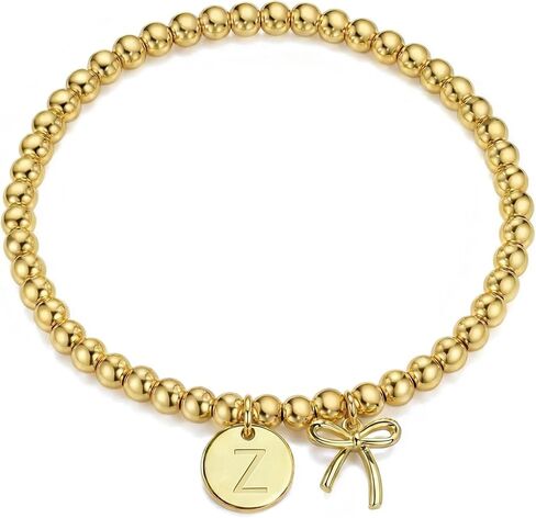 BAYLAY Gold Beaded Bracelets for Women-Initial Bracelet Gold Bracelets for Women Copper Beaded Bracelet for Womens Waterproof Jewelry Non Tarnish Jewelry Pulseras para Mujer Gifts for Girlfriend Mom in Saudi Arabia