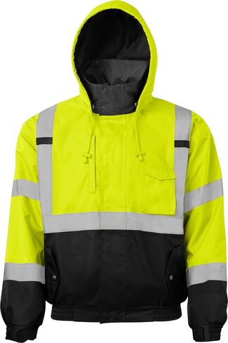 سترة أمان Ironwear 6400 عاكسة للضوء عالية الوضوح مع قاع أسود وغطاء رأس مخفي | أنسي الفئة 3 in Kuwait