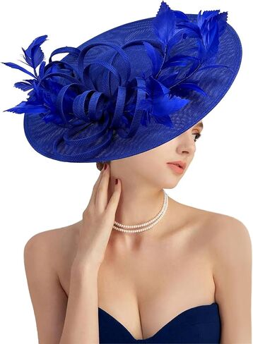 قبعات Dressfan Fascinator للنساء، أغطية رأس من الريش الكتاني العتيق للديربي/الكنيسة/الزفاف/الكوكتيل/حفلة الشاي in Saudi Arabia