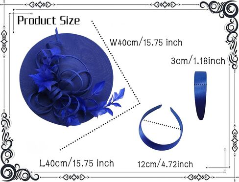 قبعات Dressfan Fascinator للنساء، أغطية رأس من الريش الكتاني العتيق للديربي/الكنيسة/الزفاف/الكوكتيل/حفلة الشاي in Saudi Arabia