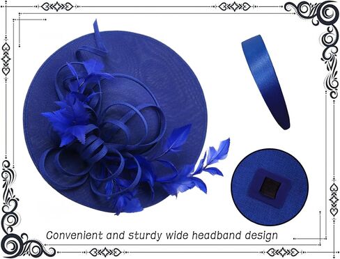 قبعات Dressfan Fascinator للنساء، أغطية رأس من الريش الكتاني العتيق للديربي/الكنيسة/الزفاف/الكوكتيل/حفلة الشاي in Saudi Arabia