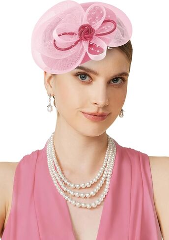 BABEYOND Fascinators Hats for Women - Tea Party Kentucky Fascinator Derby Knot Tulle Pillbox Church Hat for Bridal Wedding in Saudi Arabia